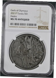 【極美品/品質保証書付】 アンティークコイン コイン 金貨 銀貨 [送料無料] 2021 Tuvalu Gods of Olympus Hades 1oz Silver Antiqued Coin NGC MS 70