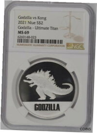 【極美品/品質保証書付】 アンティークコイン 銀貨 2021 Niue $2 - Godzilla vs. Kong: Godzilla 1oz Silver - NGC MS69 [送料無料] #sot-wr-012168-3916