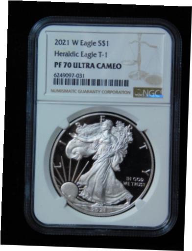 アンティークコイン コイン 金貨 銀貨 [送料無料] 2021-W $1 American Silver Eagle - NGC PF70 Ultra Cameo Heraldic Eagle T-1のサムネイル