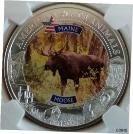【極美品/品質保証書付】 アンティークコイン コイン 金貨 銀貨 [送料無料] 2021 Cook Islands $5 Maine Moose NGC MS70 Silver OZ State Animal 999