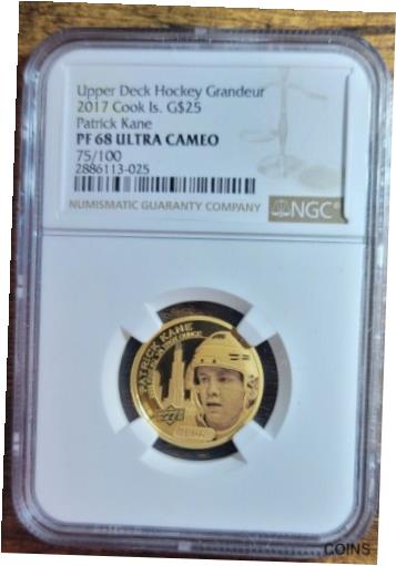アンティークコイン コイン 金貨 銀貨 [送料無料] Patrick Kane 2017 Upper Deck Grandeur 24K GOLD Coin 1/4 Troy Ounce #/100 NGC 68のサムネイル