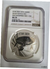 【極美品/品質保証書付】 アンティークコイン コイン 金貨 銀貨 [送料無料] Star Trek 50th 2016P Tuvalo 1$ .999 Silver 1 Ounce USS Enterprise Coin NGC MS 70