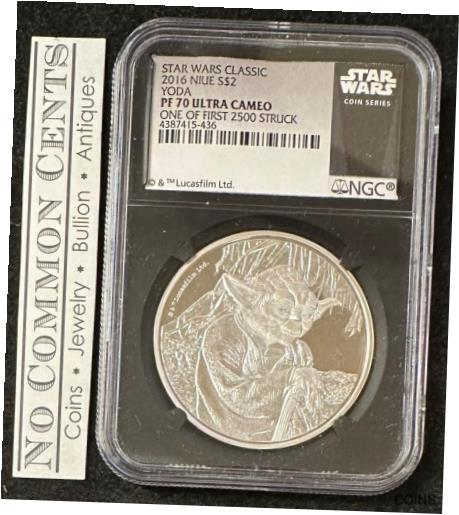 アンティークコイン コイン 金貨 銀貨 [送料無料] 2016 Star Wars Yoda Classic 1 oz .999 Silver Coin NCG PF70 UCAM - Black Coreのサムネイル