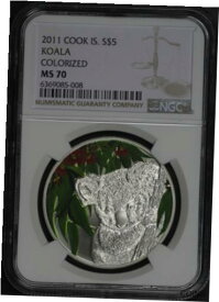 【極美品/品質保証書付】 アンティークコイン コイン 金貨 銀貨 [送料無料] 2011 Cook Island $5 Silver Koala Colorized NGC MS-70 Only Coin In This Grade!