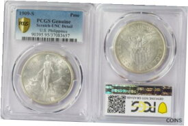 【極美品/品質保証書付】 アンティークコイン コイン 金貨 銀貨 [送料無料] 1909-S US/Philippines Peso ~ PCGS UNC Details ~ 80% Silver ~ Allen#17.04 ~ H7