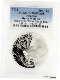 【極美品/品質保証書付】 アンティークコイン コイン 金貨 銀貨 [送料無料] 2021 Mongolia 500 Togrog 1oz Silver Mystic Wolf Coin FDI - PCGS PR70