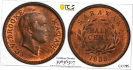 【極美品/品質保証書付】 アンティークコイン 硬貨 1933-H Sarawak 1/2 cent PCGS MS 63RB, Prid-61 Witter Coin [送料無料] #oct-wr-012181-4050