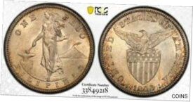 【極美品/品質保証書付】 アンティークコイン コイン 金貨 銀貨 [送料無料] US PHILIPPINES 1908-S ONE PESO NGC AU DETAILS CLEANED NICE GOLD TONE