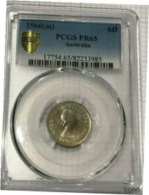 【極美品/品質保証書付】 アンティークコイン コイン 金貨 銀貨 [送料無料] PROOF PCGS PR65 1960 (M) MELBOURNE AUSTRALIA SIXPENCE 6D SILVER COIN-JUN652