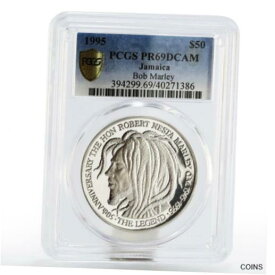 【極美品/品質保証書付】 アンティークコイン コイン 金貨 銀貨 [送料無料] Jamaica 50 dollars 50th birth of Bob Marley PR69 PCGS proof silver coin 1995
