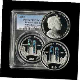 【極美品/品質保証書付】 アンティークコイン コイン 金貨 銀貨 [送料無料] BRITISH VIRGIN ISLANDS. 2002, 10 Dollar, Silver - PCGS PR67 - World Trade Center