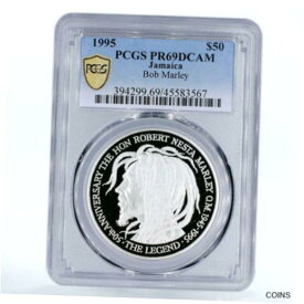 【極美品/品質保証書付】 アンティークコイン コイン 金貨 銀貨 [送料無料] Jamaica 50 dollars 50th Birth of Bob Marley PR69 PCGS silver coin 1995