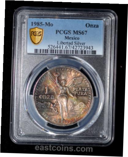  アンティークコイン コイン 金貨 銀貨  [送料無料] PCGS MS67 1985 Mo Mexico 1 Silver Onza, Gorgeous color! Nice Toning! でおすすめアイテム。