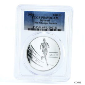 【極美品/品質保証書付】 アンティークコイン コイン 金貨 銀貨 [送料無料] Djibouti 100 francs Atlanta Olympic Games Runner PR69 PCGS silver coin 1994