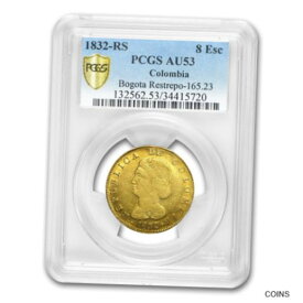 【極美品/品質保証書付】 アンティークコイン 金貨 1832 RS Colombia Gold 8 Escudo AU-53 PCGS - SKU#169472 [送料無料] #got-wr-012188-534