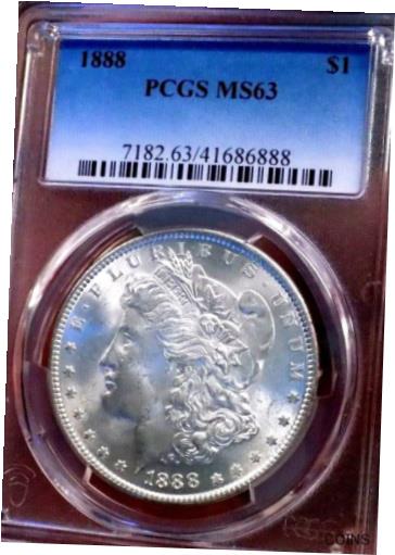  アンティークコイン コイン 金貨 銀貨  [送料無料] MORGAN SILVER DOLLAR 1888 PCGS MS 63+++ SATIN WHITE RARE DDO VAM NICE COIN