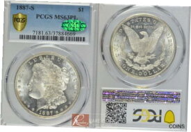 【極美品/品質保証書付】 アンティークコイン コイン 金貨 銀貨 [送料無料] 1887-S MS63 PL PCGS & CAC Morgan $1