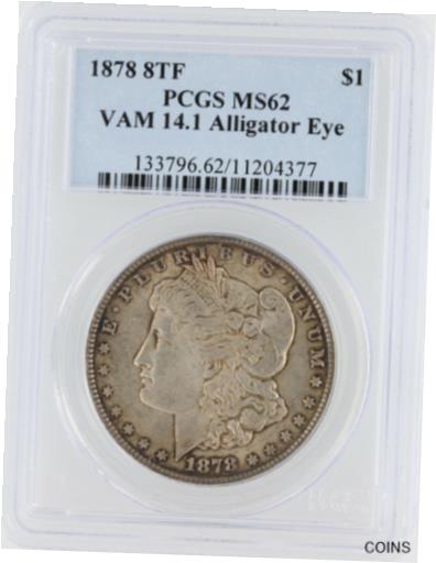 アンティークコイン コイン 金貨 銀貨 [送料無料] 1878 8TF Morgan Dollar PCGS MS62 S$1 Philadelphia Minted Alligator Eyeのサムネイル