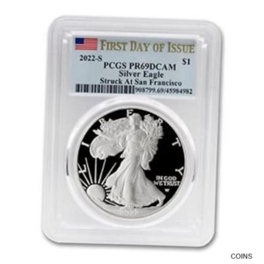 アンティークコイン 銀貨 2022 S 1 oz Proof American Silver Eagle Coin PR-69 Deep Cameo First Day of Issue [送料無料] #scf-wr-012209-928