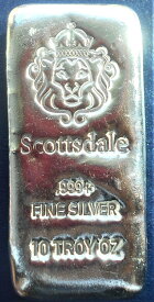 【極美品/品質保証書付】 アンティークコイン コイン 金貨 銀貨 [送料無料] .999 Silver 10 Oz Silver Cast Loaf Poured Bar Scottsdale Mint Made in USA