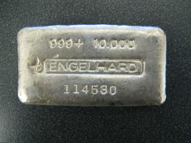 【極美品/品質保証書付】 アンティークコイン コイン 金貨 銀貨 [送料無料] Vintage 10 oz Engelhard 999 Silver Poured Bar - Low Mintage