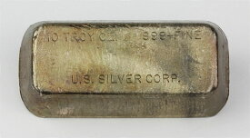 【極美品/品質保証書付】 アンティークコイン コイン 金貨 銀貨 [送料無料] Vintage U.S. Silver Corp 10 oz .999 Fine Silver Poured Bar