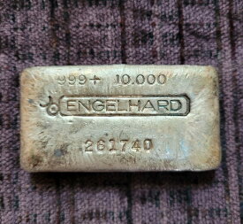 【極美品/品質保証書付】 アンティークコイン コイン 金貨 銀貨 [送料無料] Engelhard - Bull Hallmark 10 oz 999+ Fine Silver Vintage Poured Bar w/ Serial #
