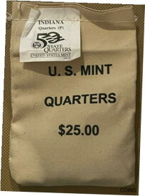 【極美品/品質保証書付】 アンティークコイン コイン 金貨 銀貨 [送料無料] 2002-P 25C Washington 50 States, Indiana - Mint Sewn Bag - Free Shipping