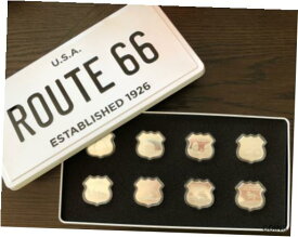 【極美品/品質保証書付】 アンティークコイン コイン 金貨 銀貨 [送料無料] Icons of Route 66 Set by APMEX in Custom License Plate Tin Box (8) 1oz FS Coins