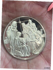 【極美品/品質保証書付】 アンティークコイン コイン 金貨 銀貨 [送料無料] Fine Silver 1977 Christ is Born Coin-Sterling-999 Stamp-Double Sided-V,E-Collect
