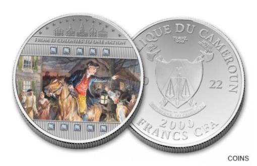 アンティークコイン 銀貨 2022 Cameroon 1 oz Silver Coin; 2000 Fr; Paul Revere [送料無料] #scf-wr-012272-2373