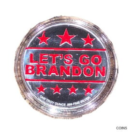 【極美品/品質保証書付】 アンティークコイン コイン 金貨 銀貨 [送料無料] Let's Go Brandon FJB God Bless America Hand Painted 1 Troy Oz.999 Silver Trump