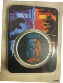 【極美品/品質保証書付】 アンティークコイン コイン 金貨 銀貨 [送料無料] 2021 Colorized 1 OZ. Silver Godzilla Vs. Kong face-off (W/TEP)