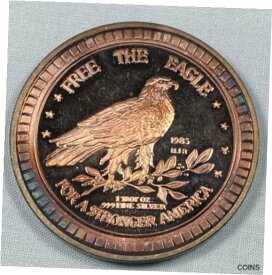 【極美品/品質保証書付】 アンティークコイン コイン 金貨 銀貨 [送料無料] 1985 H.J.R. FREE THE EAGLE FOR A STRONGER AMERICA SILVER 1 OZ .999 ~REAGAN