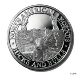 【極美品/品質保証書付】 アンティークコイン コイン 金貨 銀貨 [送料無料] North American Hunting Club Bucks & Bulls King 1 Oz .999 Fine Silver Coin, COA