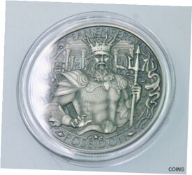 【極美品/品質保証書付】 アンティークコイン コイン 金貨 銀貨 [送料無料] Poseidon ocean emperor 1 oz .999 Silver Coin lost city of Atlantis Antiqued-BU