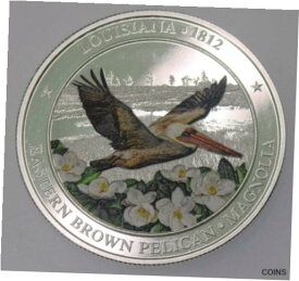 【極美品/品質保証書付】 アンティークコイン コイン 金貨 銀貨 [送料無料] Eastern Brown Pelican Magnolia Louisiana State bird 1 oz .999 silver proof a