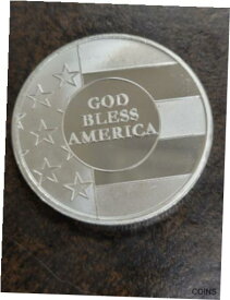 【極美品/品質保証書付】 アンティークコイン コイン 金貨 銀貨 [送料無料] God Bless America Stars and Stripes Flag 1 oz Silver Round Coin