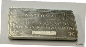 National Refiners - Assayers 10 トロイオンス オンス シルバー バー 0.999 ファイン シリアル 006109National Refiners - Assayers 10 Troy ounce oz Silver Bar .999 Fine Serial 006109