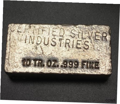 アンティークコイン コイン 金貨 銀貨 [送料無料] Vintage Certified Industries Hand Pour Silver Bar 10 Oz Stamped Bar .999 Silver