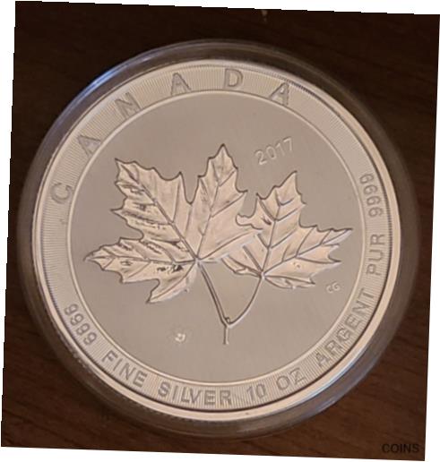  アンティークコイン コイン 金貨 銀貨  [送料無料] 2017 10oz $50 Canada 1st year Silver Magnificent Maple Leaves .9999 in Capsule