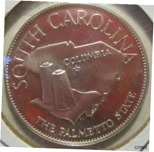  アンティークコイン コイン 金貨 銀貨  [送料無料] .925 SILVER PROOF 1 2 oz Franklin Mint Statehood Round 8th South Carolina