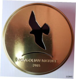 【極美品/品質保証書付】 アンティークコイン 2015 Mongolian Nature 500 Togrog 1/2 Oz Sterling Silver Falcon Gold Enhanced [送料無料] #cof-wr-012282-834