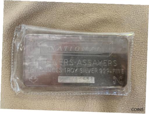  アンティークコイン コイン 金貨 銀貨  [送料無料] 10 oz .999+ Fine Silver National Refiners-Assayers Silver Bar Ingot vintage