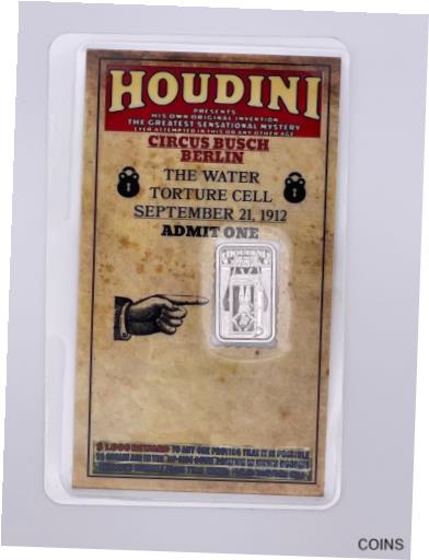 アンティークコイン コイン 金貨 銀貨  [送料無料] Squires Mint - HOUDINI - w  COA card Limited 1 10th OZ .999 Fine Silver Bar