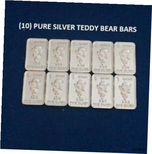  アンティークコイン コイン 金貨 銀貨  [送料無料] (10) 1 Gram .999 Fine SILVER Care Bear  Bar LOT