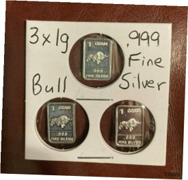 【極美品/品質保証書付】 アンティークコイン 銀貨 3 X 1 Gram .999 Fine Pure Solid Silver Bullion Limited Edition Art Bars -Bull [送料無料] #sof-wr-012299-1442