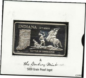 【極美品/品質保証書付】 アンティークコイン コイン 金貨 銀貨 [送料無料] Danbury Mint 50 States Indiana 5000 Grain Proof Sterling Silver Ingot Bar