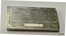 【極美品/品質保証書付】 アンティークコイン コイン 金貨 銀貨 [送料無料] National Refiners - Assayers 10 Troy ounce oz Silver Bar .999 Fine Serial 006109