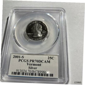 【極美品/品質保証書付】 アンティークコイン コイン 金貨 銀貨 [送料無料] 2001 s silver proof Vermont statehood quarter PCGS PR 70 DCAM